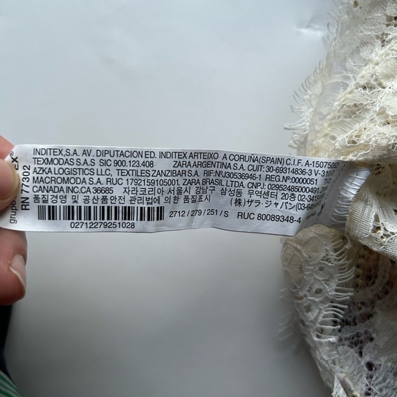 Zara Ecru Multicolored Lace Top Small embroidered - Picture 7 of 13